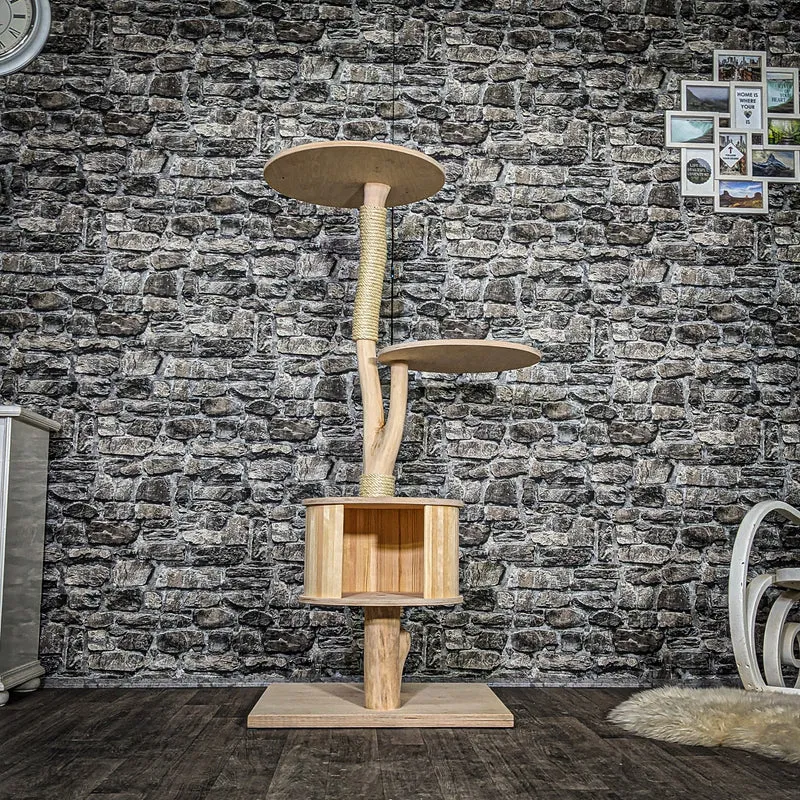 Naturkratzbaum 3818 Kratzbaum Natur Holz Design 144 cm hoch Katzenbaum