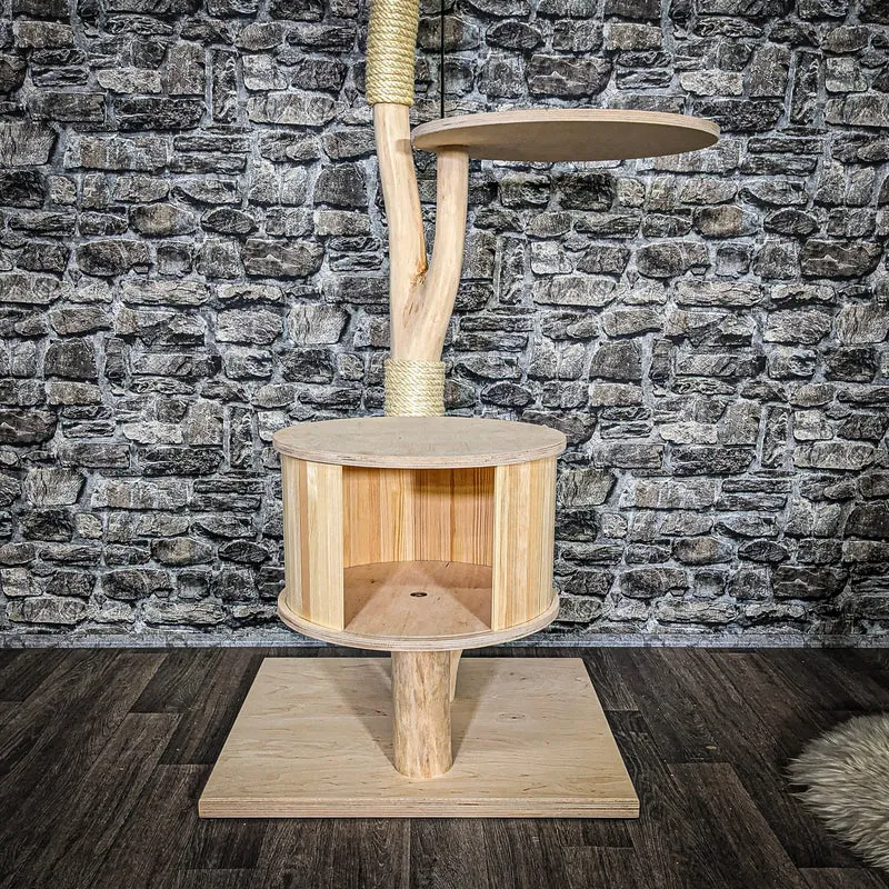 Naturkratzbaum 3818 Kratzbaum Natur Holz Design 144 cm hoch Katzenbaum
