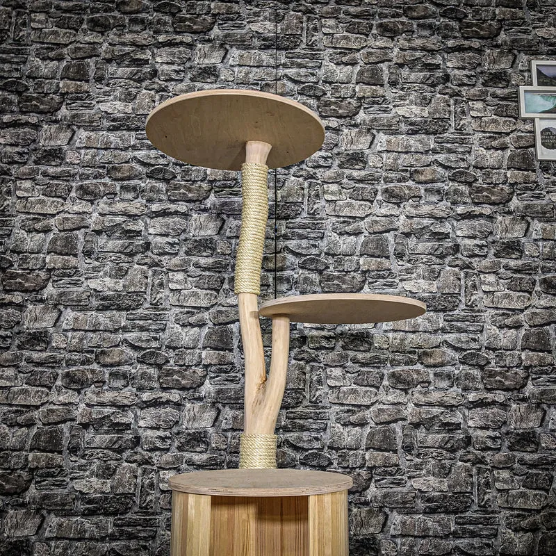 Naturkratzbaum 3818 Kratzbaum Natur Holz Design 144 cm hoch Katzenbaum