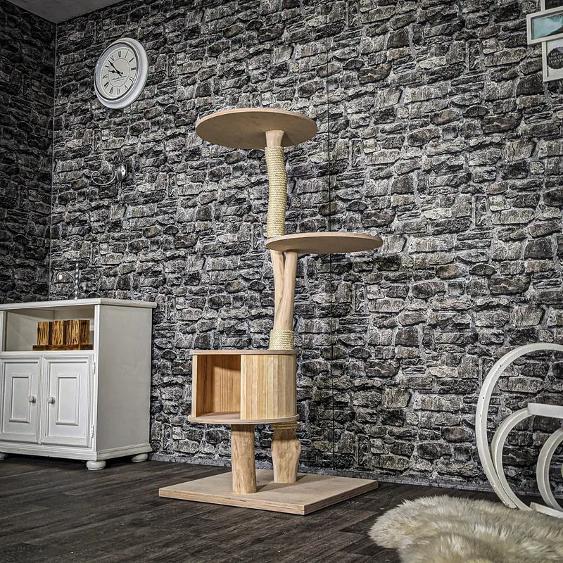 Naturkratzbaum 3818 Kratzbaum Natur Holz Design 144 cm hoch Katzenbaum