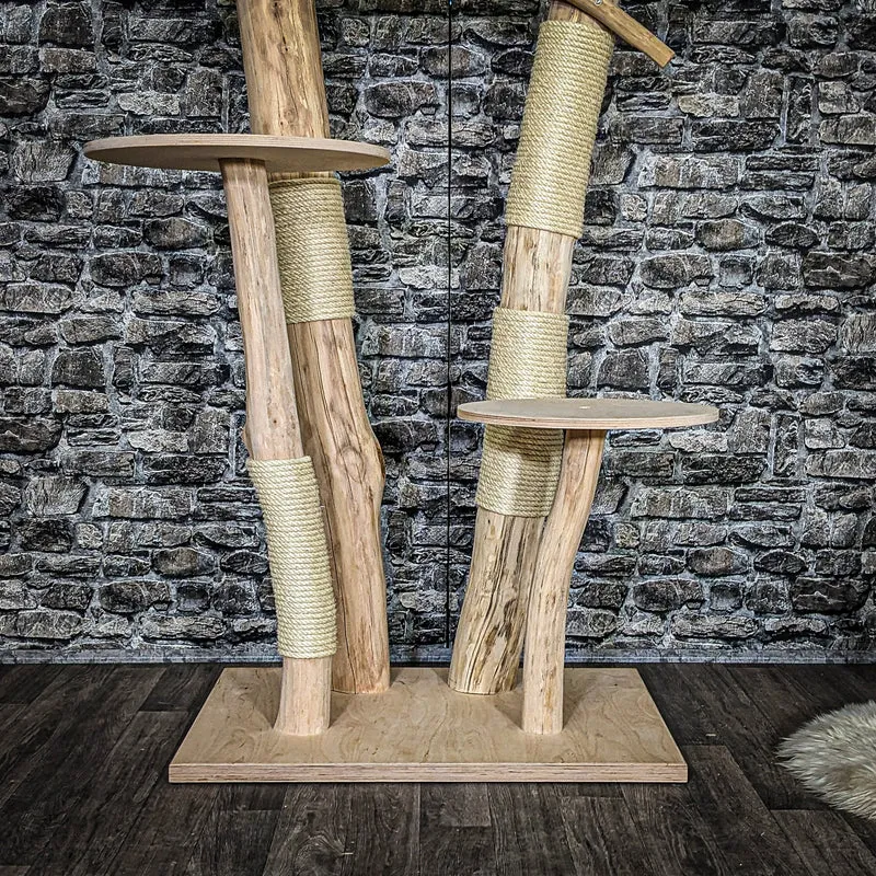 Naturkratzbaum 3817 Kratzbaum Natur Holz Design 154 cm hoch Katzenbaum