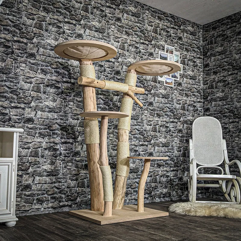 Naturkratzbaum 3817 Kratzbaum Natur Holz Design 154 cm hoch Katzenbaum