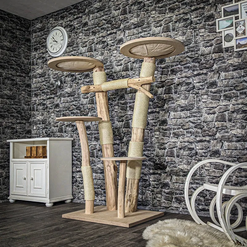 Naturkratzbaum 3817 Kratzbaum Natur Holz Design 154 cm hoch Katzenbaum