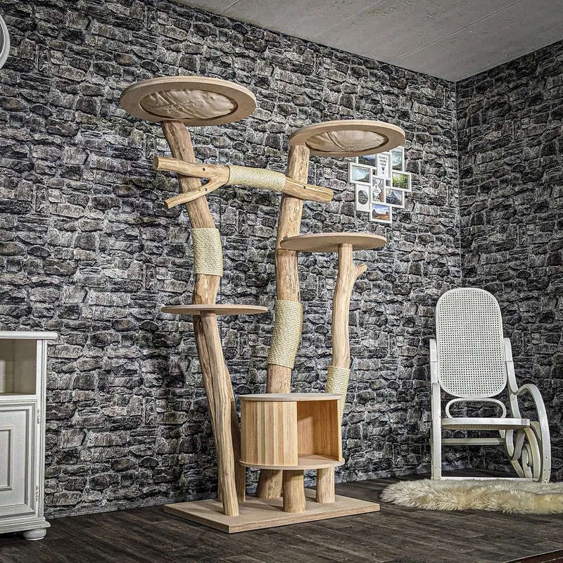 Naturkratzbaum 3816 Kratzbaum Natur Holz Design 178 cm hoch Katzenbaum
