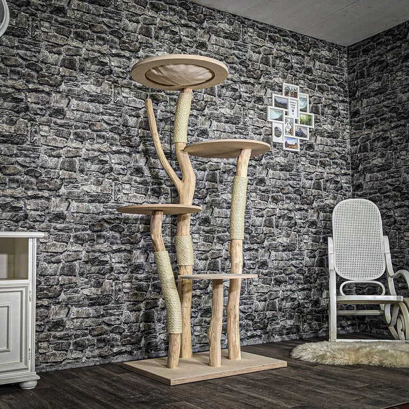 Naturkratzbaum 3815 Kratzbaum Natur Holz Design 174 cm hoch Katzenbaum