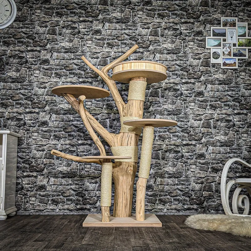 Naturkratzbaum 3814 Kratzbaum Natur Holz Design 163 cm hoch Katzenbaum