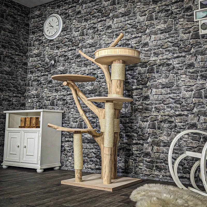 Naturkratzbaum 3814 Kratzbaum Natur Holz Design 163 cm hoch Katzenbaum