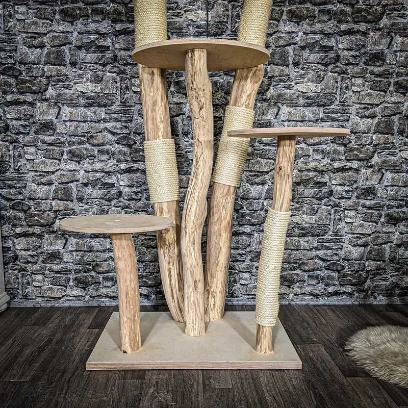 Naturkratzbaum 3811 Kratzbaum Natur Holz Design 145 cm hoch Katzenbaum