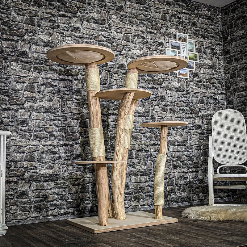 Naturkratzbaum 3811 Kratzbaum Natur Holz Design 145 cm hoch Katzenbaum