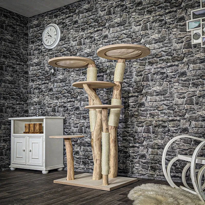 Naturkratzbaum 3811 Kratzbaum Natur Holz Design 145 cm hoch Katzenbaum