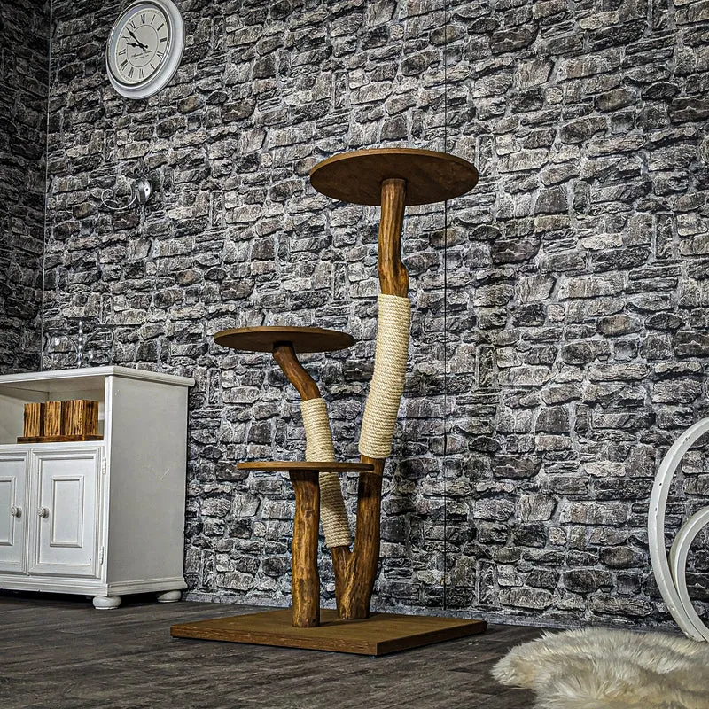 Outdoor Naturkratzbaum 3827 Kratzbaum Natur Holz Design 122 cm hoch Katzenbaum
