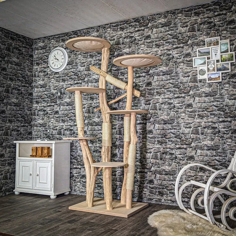 Naturkratzbaum 3810 Kratzbaum Natur Holz Design 205 cm hoch Katzenbaum