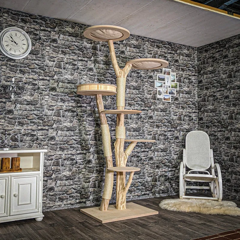 Naturkratzbaum 3809 Kratzbaum Natur Holz Design 225 cm hoch Katzenbaum