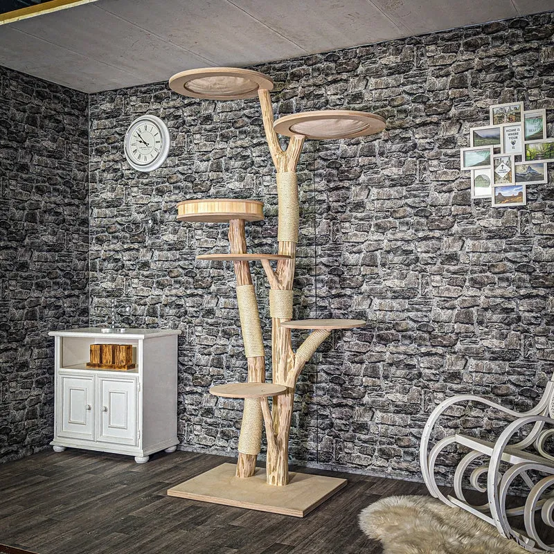Naturkratzbaum 3809 Kratzbaum Natur Holz Design 225 cm hoch Katzenbaum