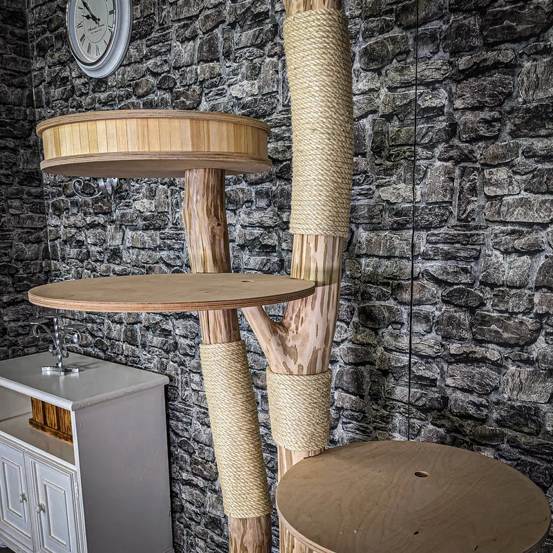 Naturkratzbaum 3809 Kratzbaum Natur Holz Design 225 cm hoch Katzenbaum