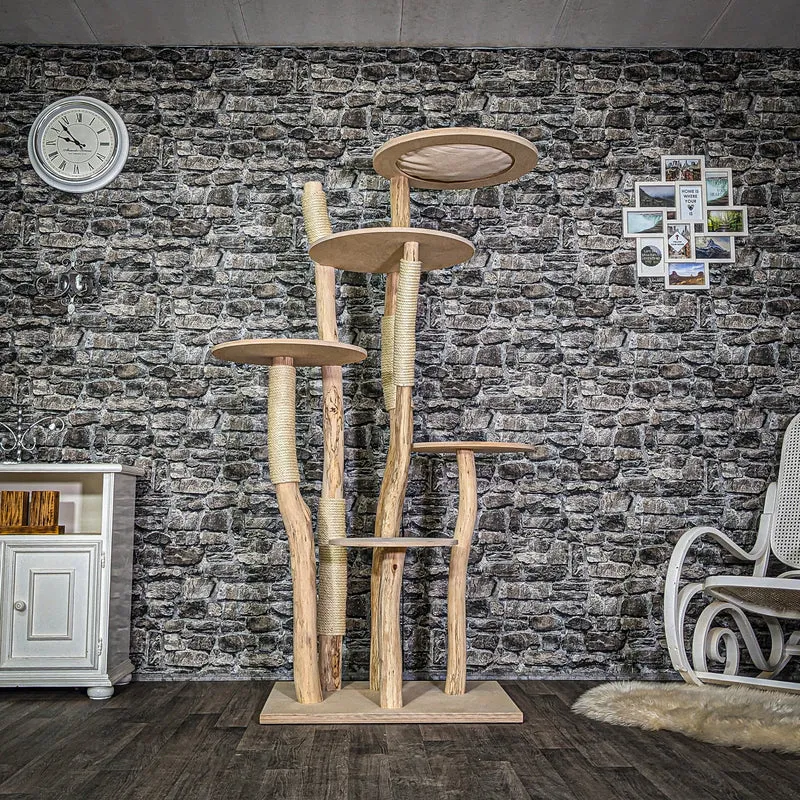 Naturkratzbaum 3808 Kratzbaum Natur Holz Design 185 cm hoch Katzenbaum