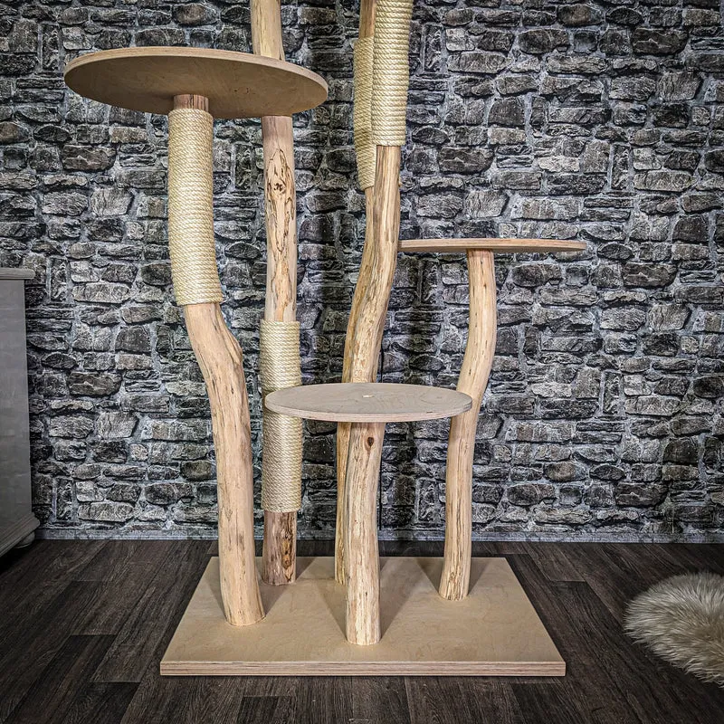 Naturkratzbaum 3808 Kratzbaum Natur Holz Design 185 cm hoch Katzenbaum