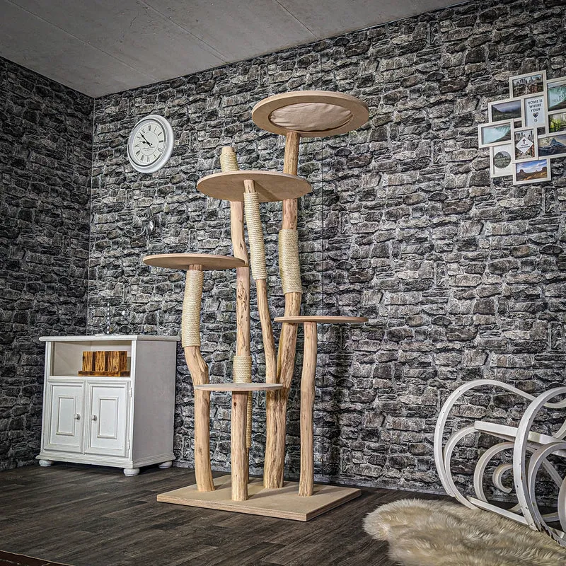 Naturkratzbaum 3808 Kratzbaum Natur Holz Design 185 cm hoch Katzenbaum