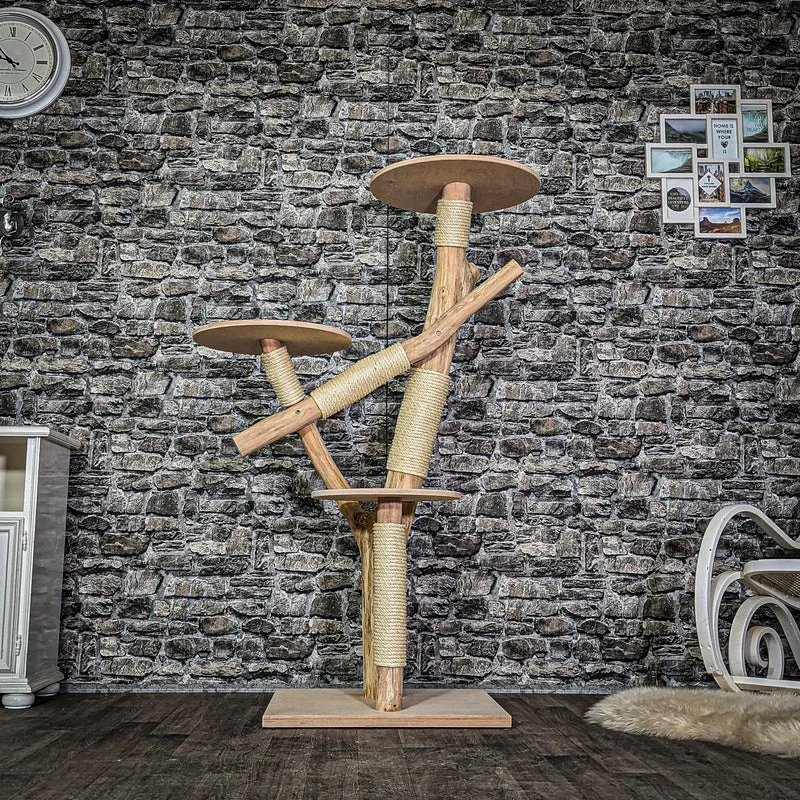 Naturkratzbaum 3807 Kratzbaum Natur Holz Design 150 cm hoch Katzenbaum