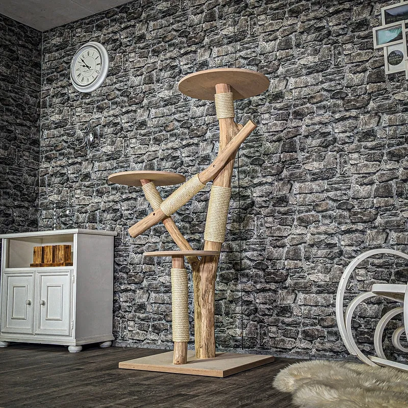 Naturkratzbaum 3807 Kratzbaum Natur Holz Design 150 cm hoch Katzenbaum