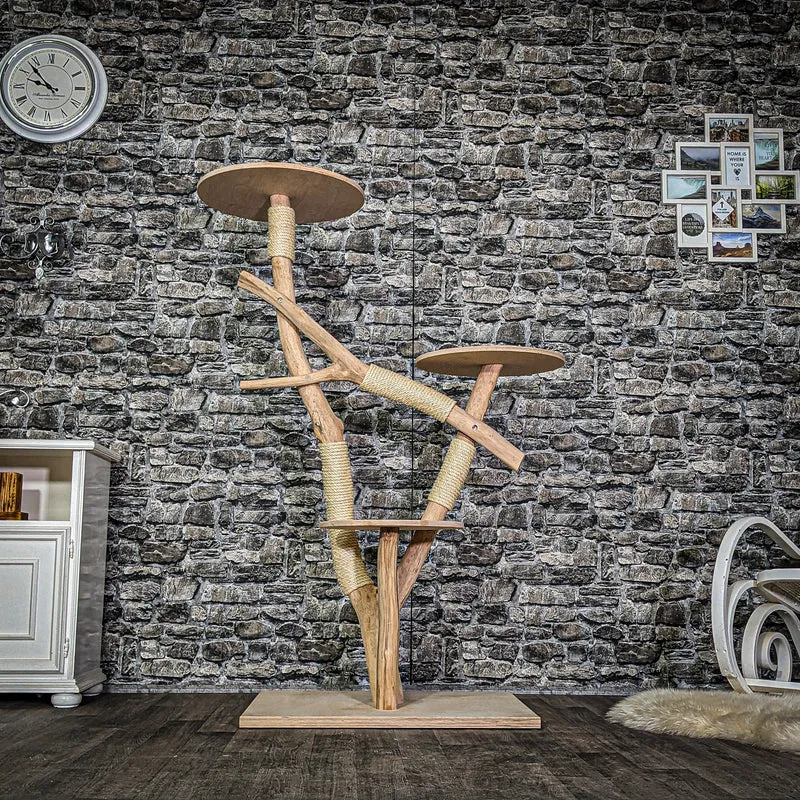 Naturkratzbaum 3806 Kratzbaum Natur Holz Design 155 cm hoch Katzenbaum