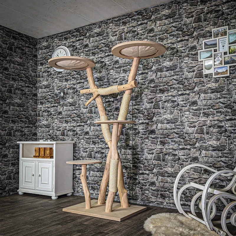 Naturkratzbaum 3805 Kratzbaum Natur Holz Design 178 cm hoch Katzenbaum