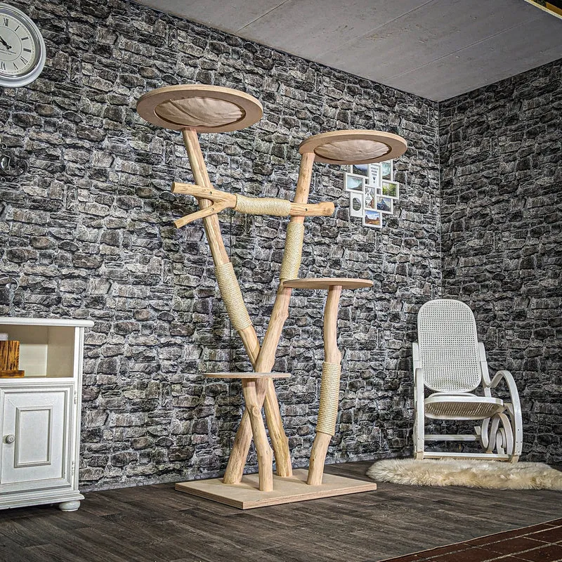 Naturkratzbaum 3805 Kratzbaum Natur Holz Design 178 cm hoch Katzenbaum