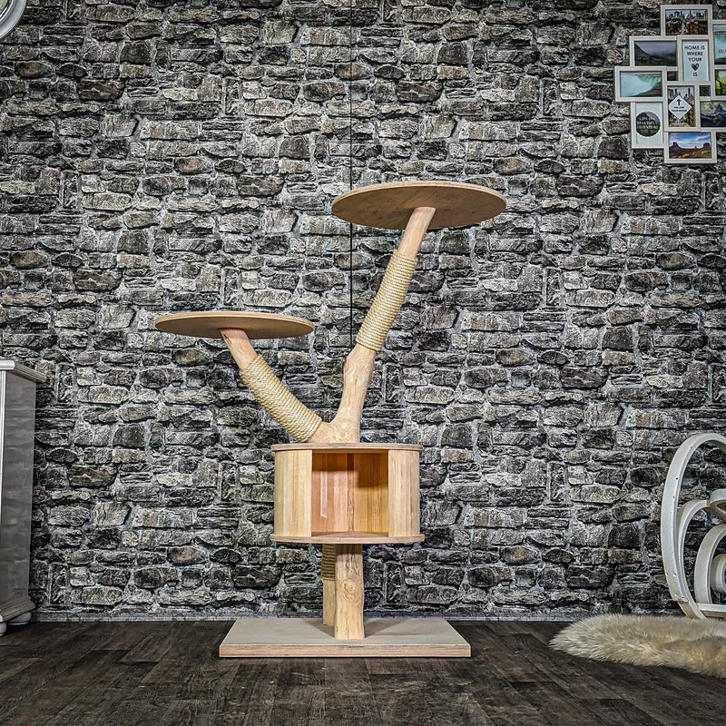 Naturkratzbaum 3804 Kratzbaum Natur Holz Design 125 cm hoch Katzenbaum