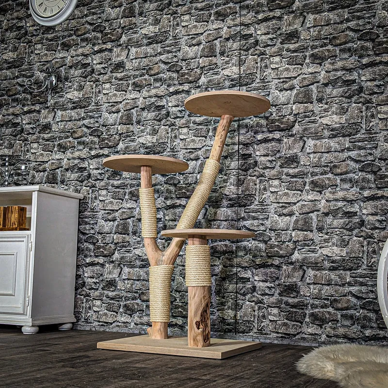 Naturkratzbaum 3801 Kratzbaum Natur Holz Design 115 cm hoch Katzenbaum