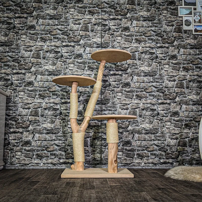 Naturkratzbaum 3801 Kratzbaum Natur Holz Design 115 cm hoch Katzenbaum