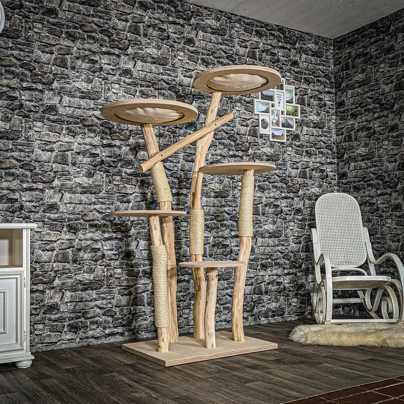 Naturkratzbaum 3882 Kratzbaum Natur Holz Design 172 cm hoch Katzenbaum
