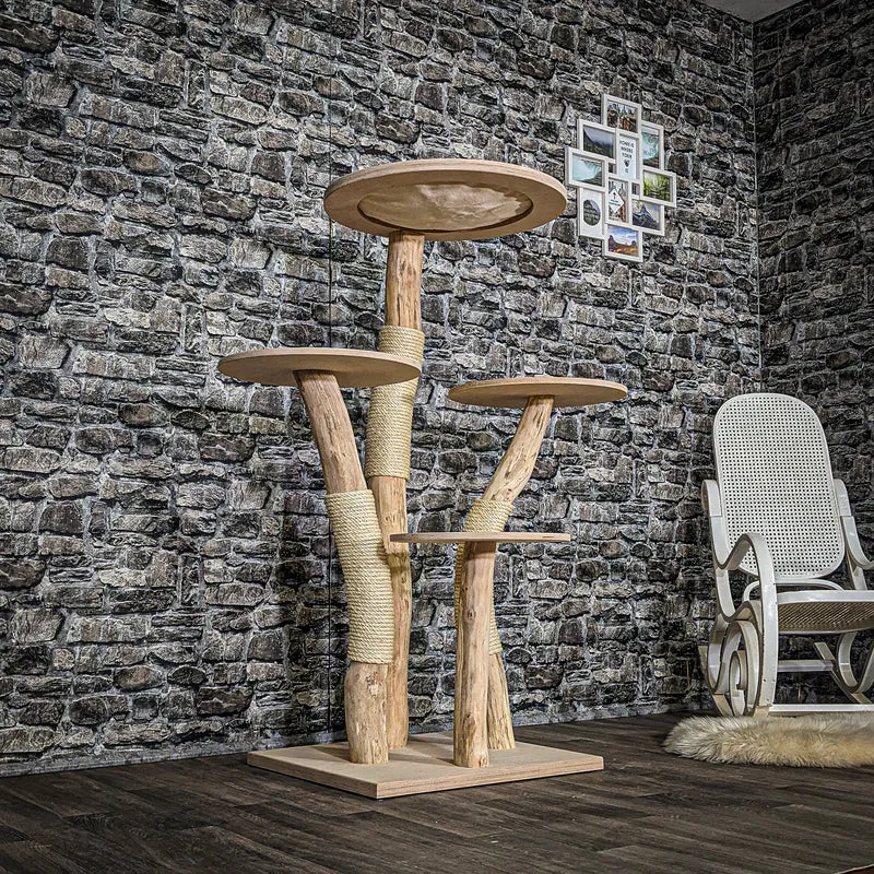 Naturkratzbaum 3881 Kratzbaum Natur Holz Design 135 cm hoch Katzenbaum
