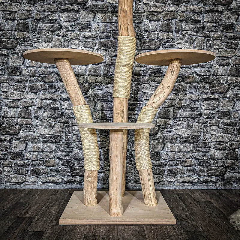 Naturkratzbaum 3881 Kratzbaum Natur Holz Design 135 cm hoch Katzenbaum