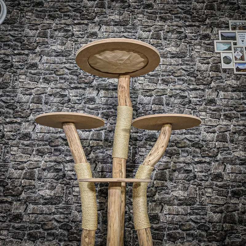 Naturkratzbaum 3881 Kratzbaum Natur Holz Design 135 cm hoch Katzenbaum