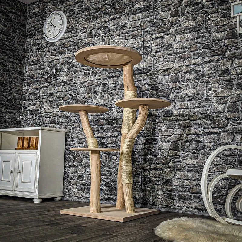 Naturkratzbaum 3881 Kratzbaum Natur Holz Design 135 cm hoch Katzenbaum