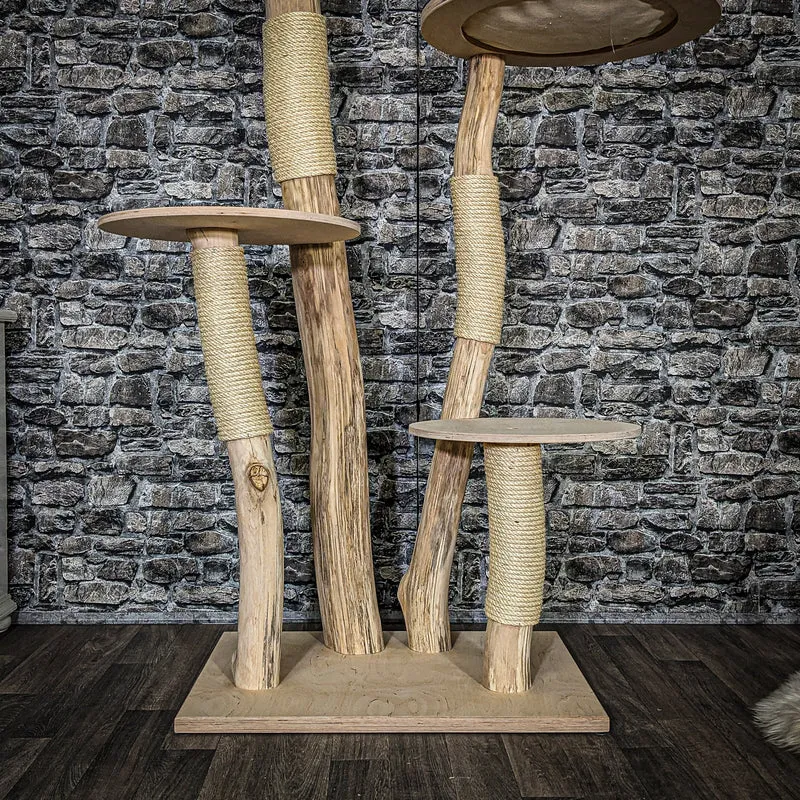 Naturkratzbaum 3880 Kratzbaum Natur Holz Design 175 cm hoch Katzenbaum