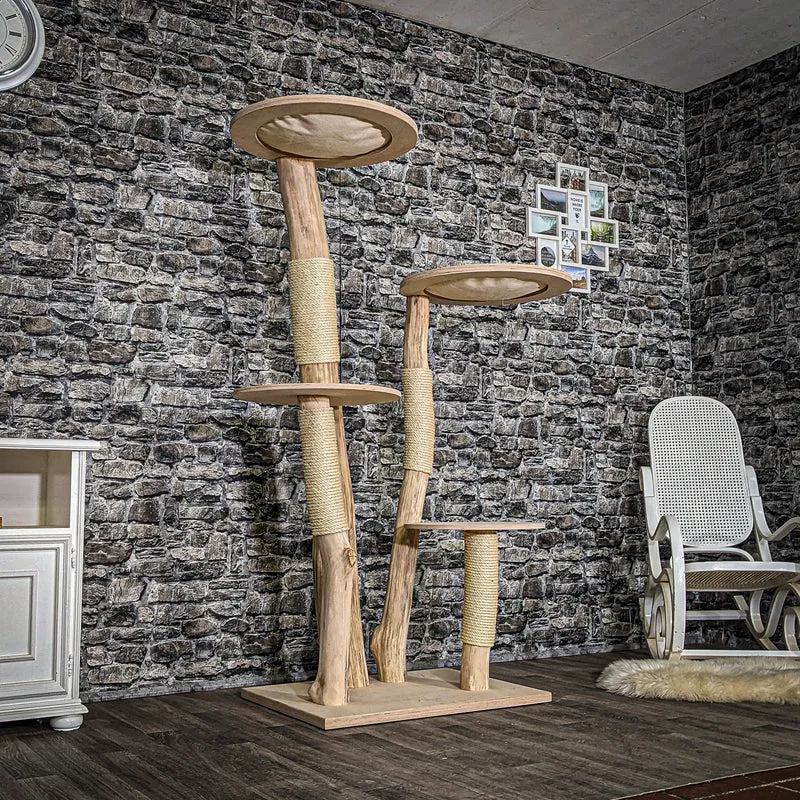 Naturkratzbaum 3880 Kratzbaum Natur Holz Design 175 cm hoch Katzenbaum