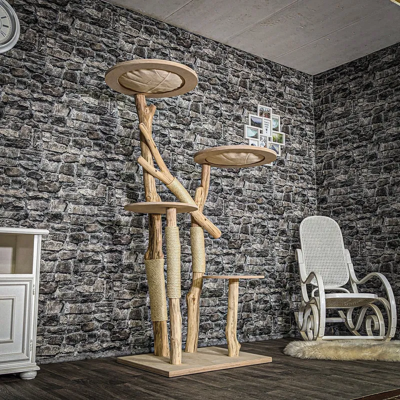 Naturkratzbaum 3877 Kratzbaum Natur Holz Design 175 cm hoch Katzenbaum