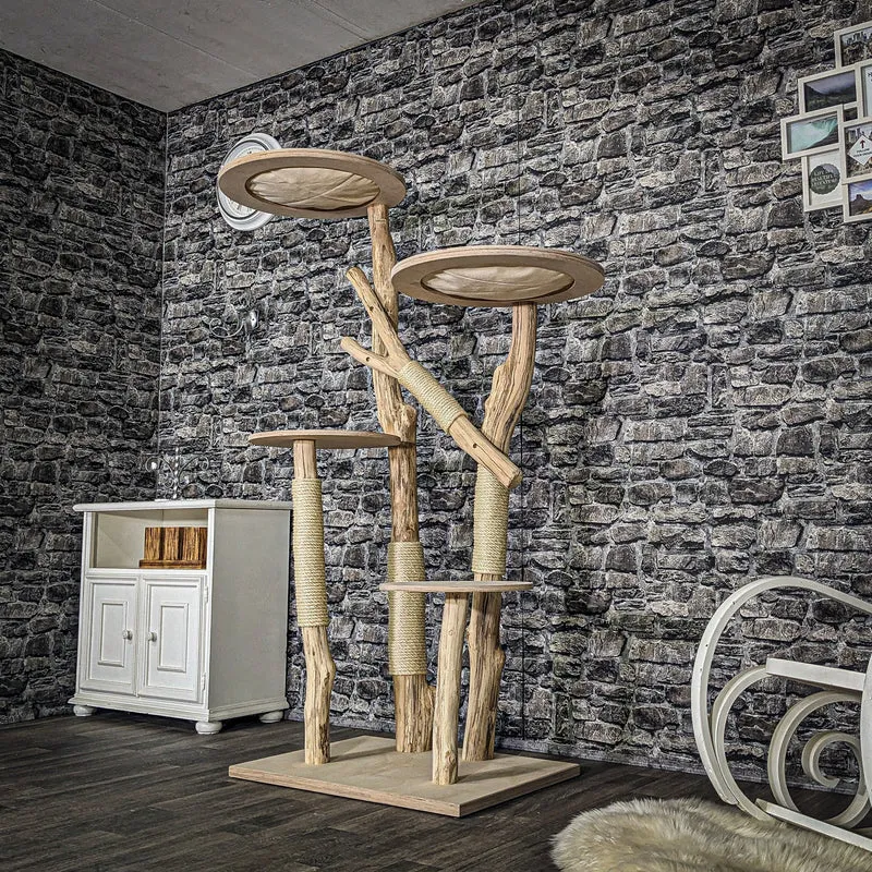 Naturkratzbaum 3877 Kratzbaum Natur Holz Design 175 cm hoch Katzenbaum