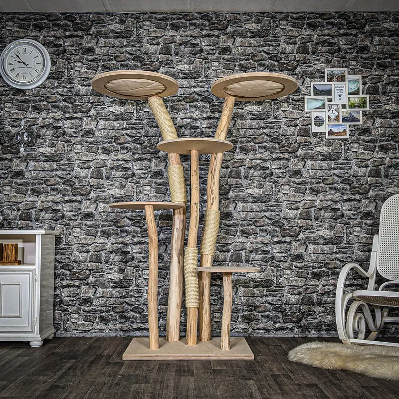 Naturkratzbaum 3876 Kratzbaum Natur Holz Design 175 cm hoch Katzenbaum