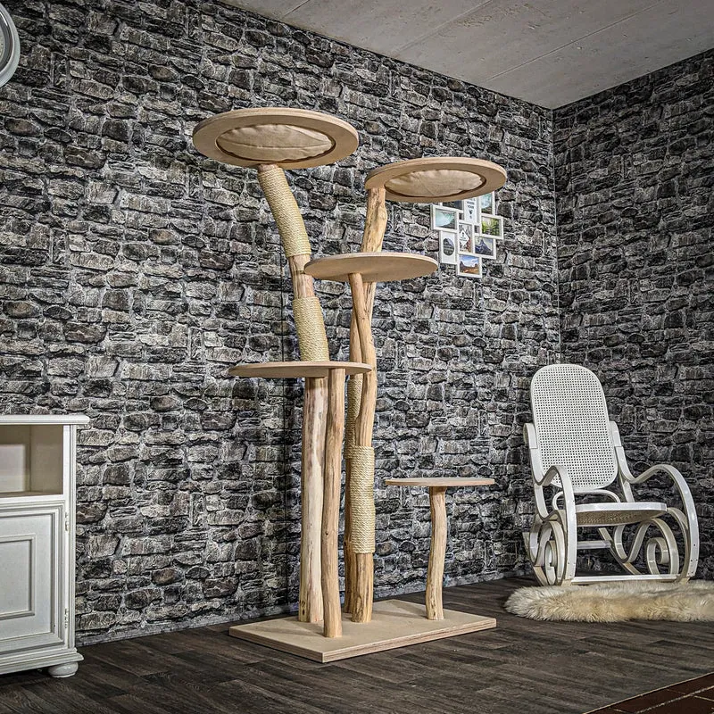Naturkratzbaum 3876 Kratzbaum Natur Holz Design 175 cm hoch Katzenbaum