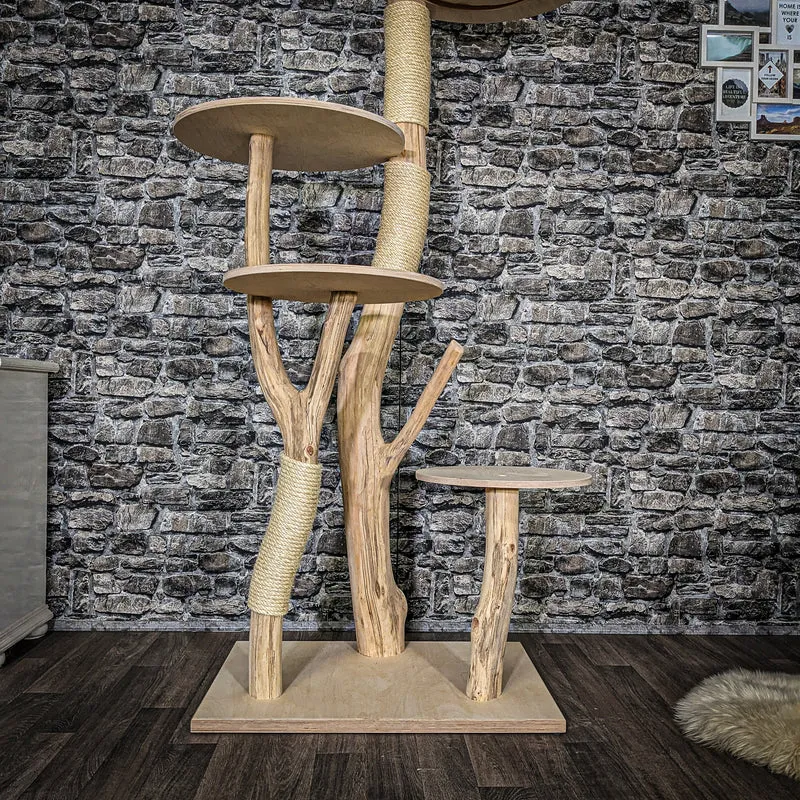 Naturkratzbaum 3875 Kratzbaum Natur Holz Design 175 cm hoch Katzenbaum