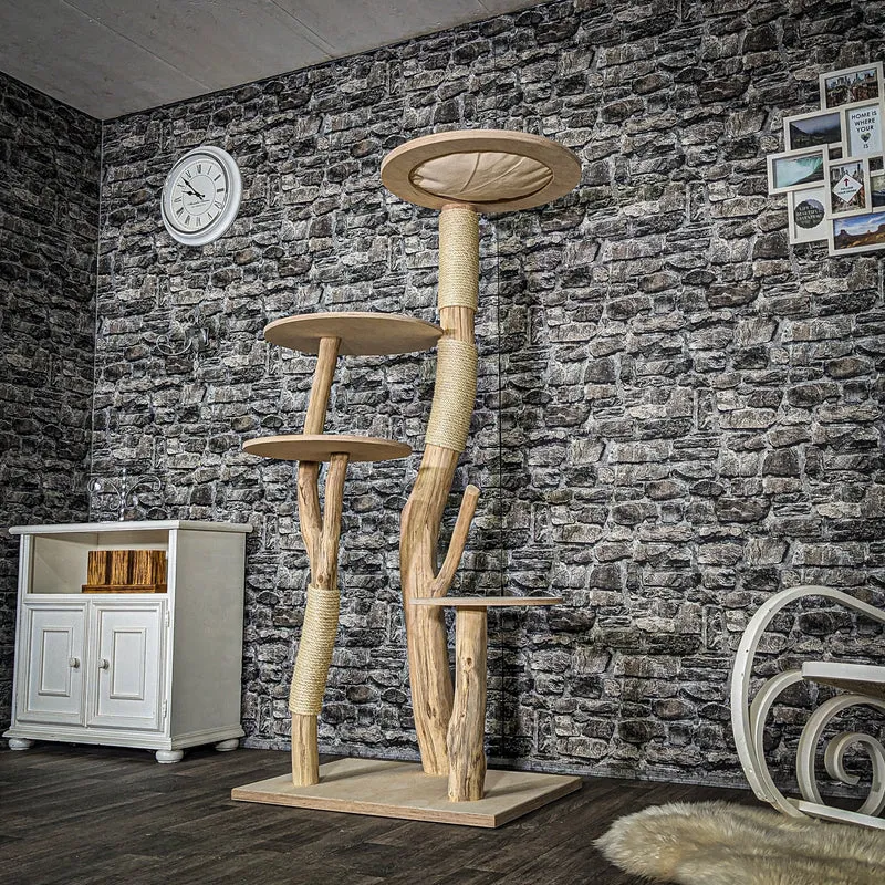 Naturkratzbaum 3875 Kratzbaum Natur Holz Design 175 cm hoch Katzenbaum