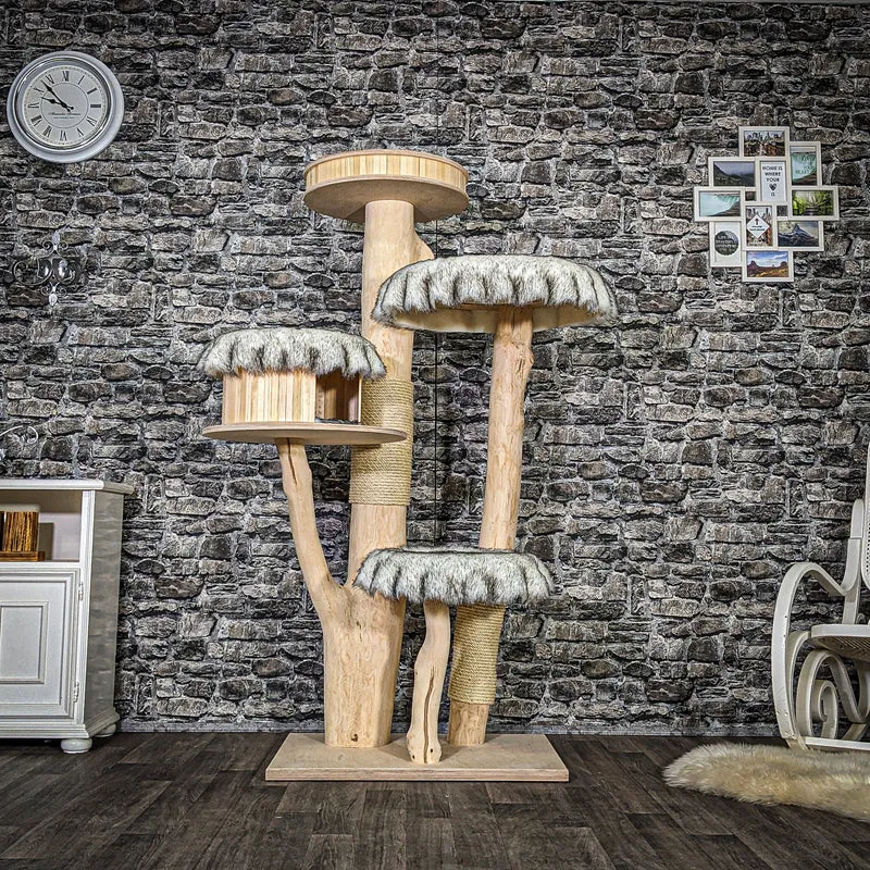 Naturkratzbaum 3873 Kratzbaum Natur Holz Design 170 cm hoch Katzenbaum