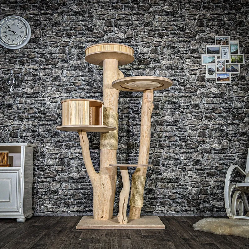 Naturkratzbaum 3873 Kratzbaum Natur Holz Design 170 cm hoch Katzenbaum