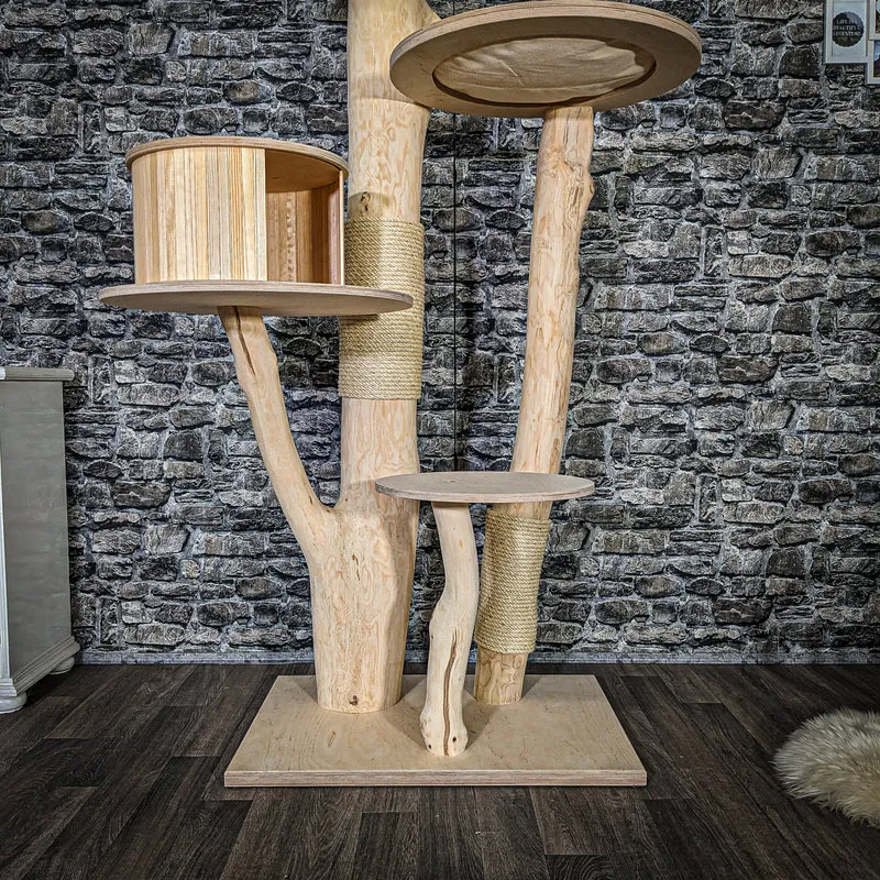 Naturkratzbaum 3873 Kratzbaum Natur Holz Design 170 cm hoch Katzenbaum