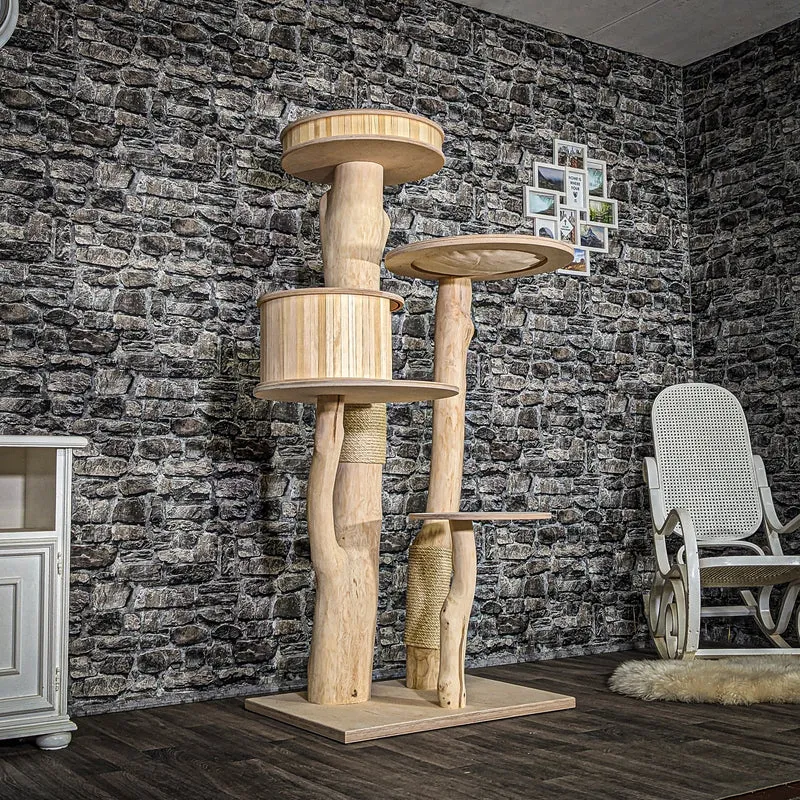 Naturkratzbaum 3873 Kratzbaum Natur Holz Design 170 cm hoch Katzenbaum