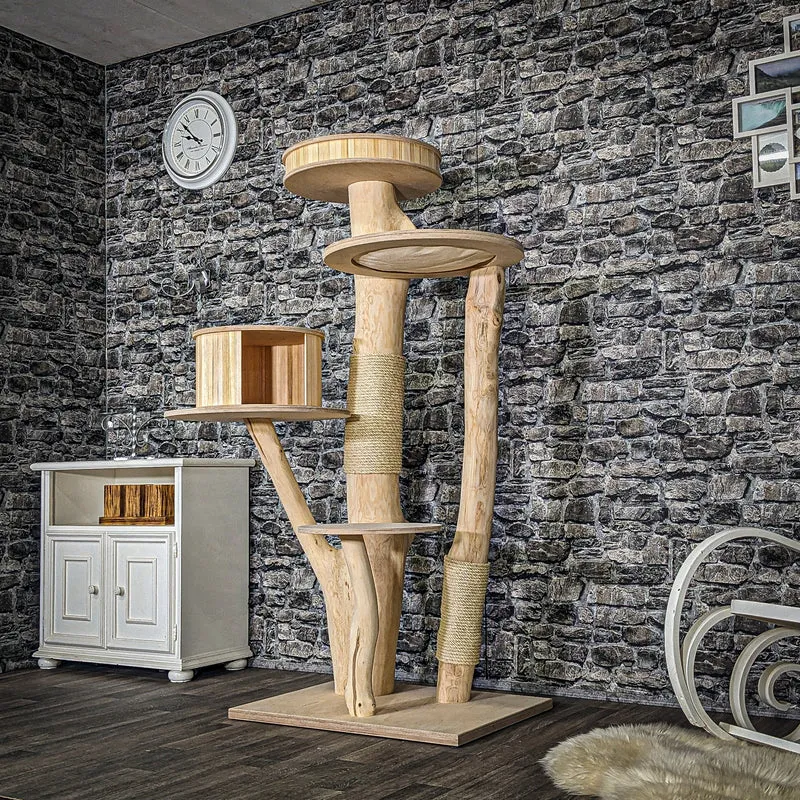 Naturkratzbaum 3873 Kratzbaum Natur Holz Design 170 cm hoch Katzenbaum