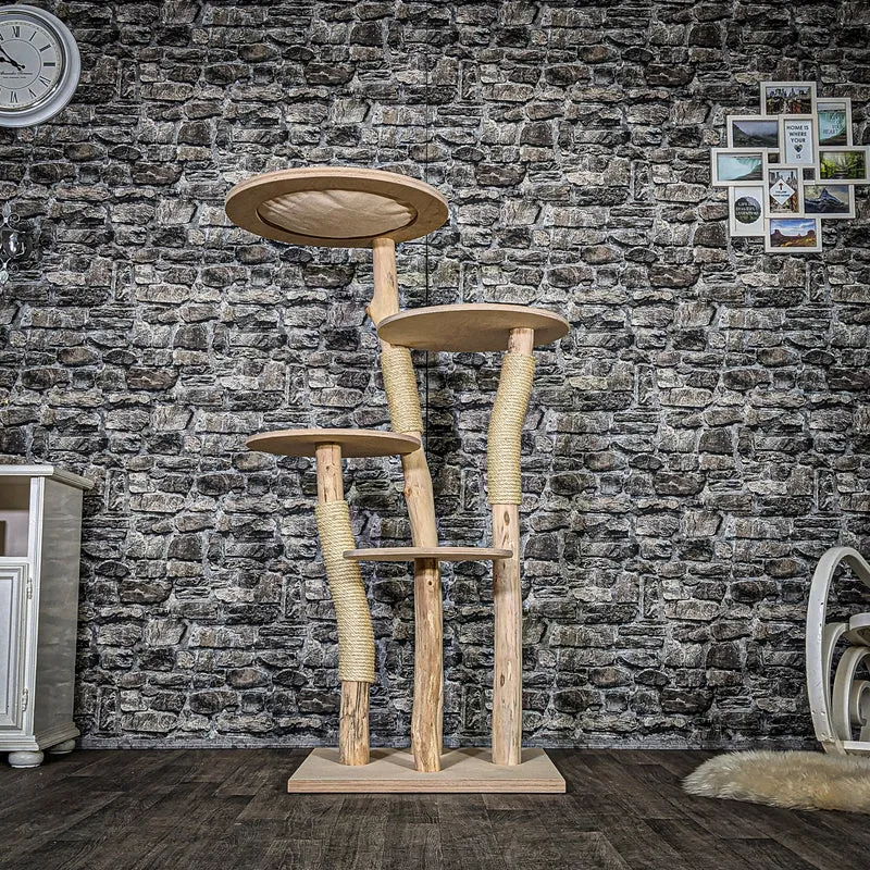 Naturkratzbaum 3872 Kratzbaum Natur Holz Design 142 cm hoch Katzenbaum
