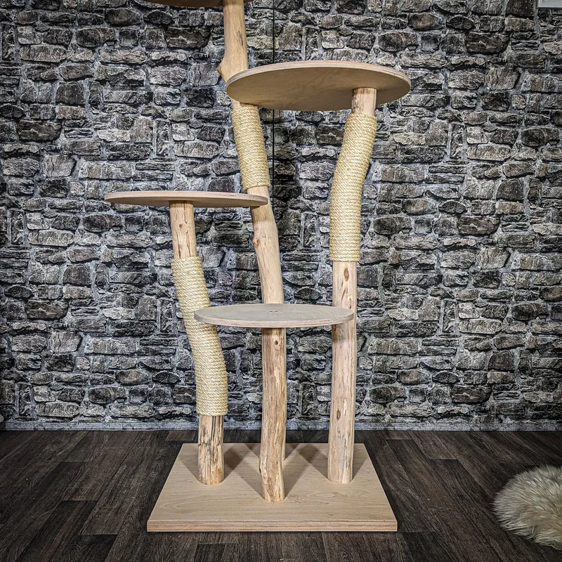 Naturkratzbaum 3872 Kratzbaum Natur Holz Design 142 cm hoch Katzenbaum